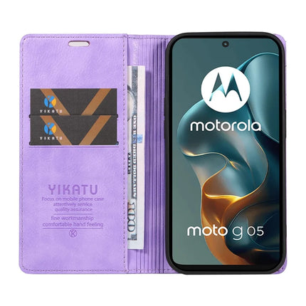 For Motorola Moto G05 4G Wallet Case YIKATU YK-006 Magnetic Closure Leather Phone Cover Litchi Texture