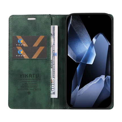 For OnePlus 13 Wallet Case YIKATU YK-006 Magnetic Closure Leather Phone Cover Litchi Texture -  Green
