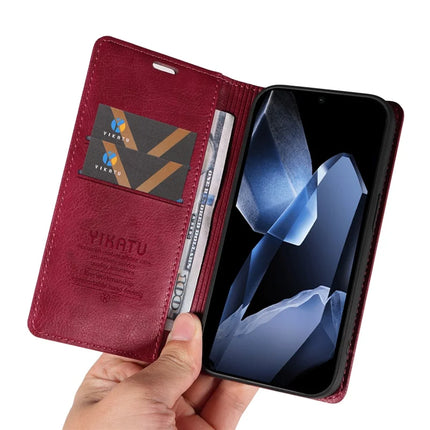 For OnePlus 13 Wallet Case YIKATU YK-006 Magnetic Closure Leather Phone Cover Litchi Texture