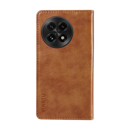 For OnePlus 13 Wallet Case YIKATU YK-006 Magnetic Closure Leather Phone Cover Litchi Texture -  Brown