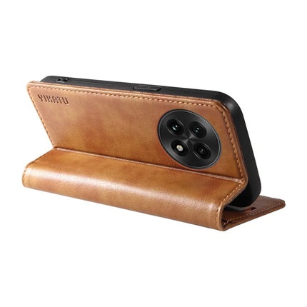 For OnePlus 13 Wallet Case YIKATU YK-006 Magnetic Closure Leather Phone Cover Litchi Texture -  Brown