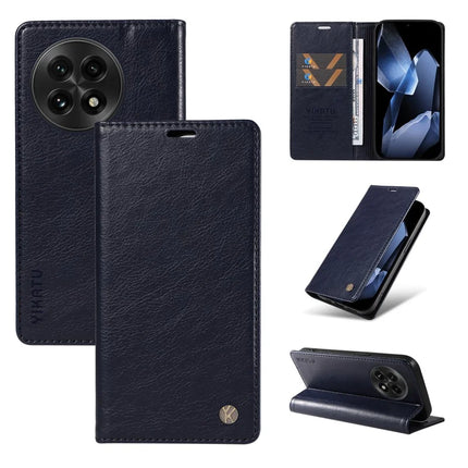 For OnePlus 13 Wallet Case YIKATU YK-006 Magnetic Closure Leather Phone Cover Litchi Texture - Navy Blue