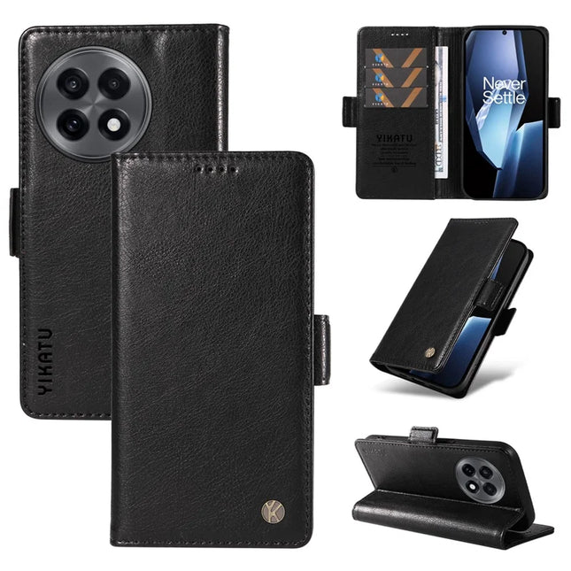 For OnePlus Ace 5G Case YIKATU YK-007 Litchi Texture PU Leather Wallet Phone Cover - Black