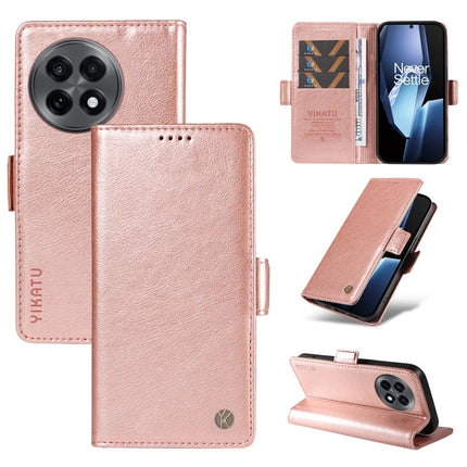 For OnePlus Ace 5G Case YIKATU YK-007 Litchi Texture PU Leather Wallet Phone Cover - Rose Gold
