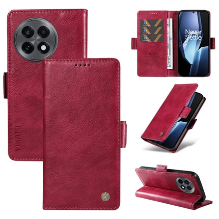For OnePlus Ace 5G Case YIKATU YK-007 Litchi Texture PU Leather Wallet Phone Cover - Wine Red