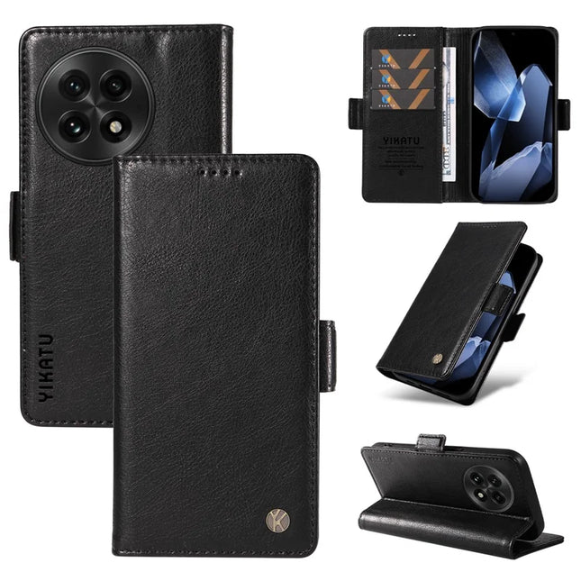 For OnePlus 13 Case YIKATU YK-007 Litchi Texture PU Leather Wallet Phone Cover - Black
