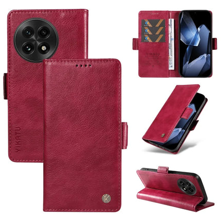 For OnePlus 13 Case YIKATU YK-007 Litchi Texture PU Leather Wallet Phone Cover - Wine Red