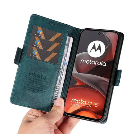 For Motorola Moto G15 4G Case YIKATU YK-007 Litchi Texture PU Leather Wallet Phone Cover