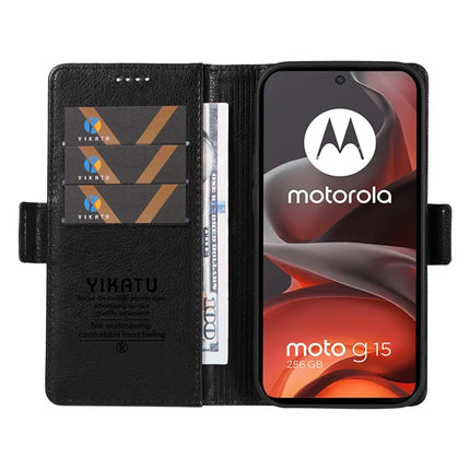 For Motorola Moto G15 4G Case YIKATU YK-007 Litchi Texture PU Leather Wallet Phone Cover