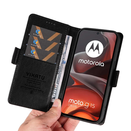 For Motorola Moto G15 4G Case YIKATU YK-007 Litchi Texture PU Leather Wallet Phone Cover