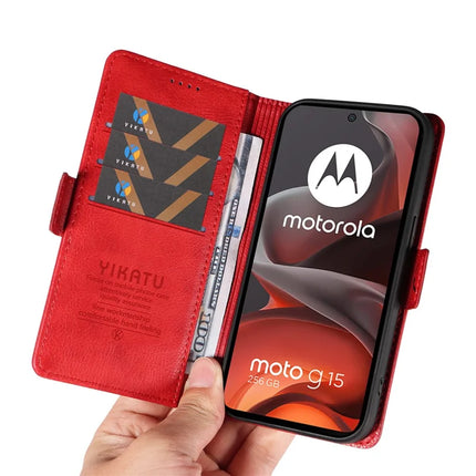 For Motorola Moto G15 4G Case YIKATU YK-007 Litchi Texture PU Leather Wallet Phone Cover
