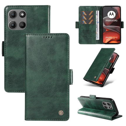 For Motorola Moto G15 4G Case YIKATU YK-007 Litchi Texture PU Leather Wallet Phone Cover - Green