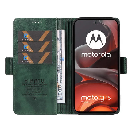 For Motorola Moto G15 4G Case YIKATU YK-007 Litchi Texture PU Leather Wallet Phone Cover