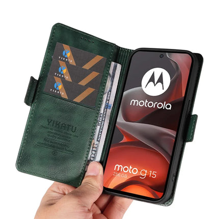For Motorola Moto G15 4G Case YIKATU YK-007 Litchi Texture PU Leather Wallet Phone Cover