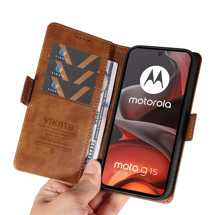 For Motorola Moto G15 4G Case YIKATU YK-007 Litchi Texture PU Leather Wallet Phone Cover