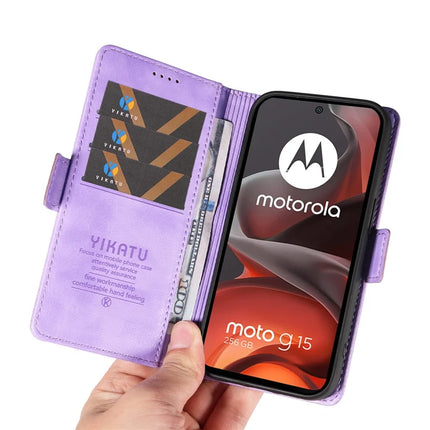 For Motorola Moto G15 4G Case YIKATU YK-007 Litchi Texture PU Leather Wallet Phone Cover