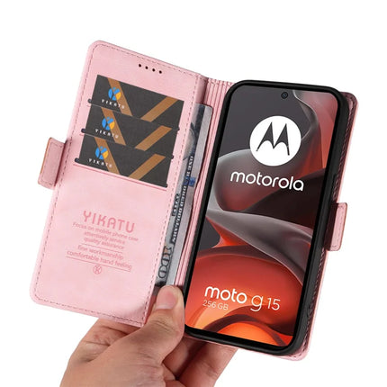 For Motorola Moto G15 4G Case YIKATU YK-007 Litchi Texture PU Leather Wallet Phone Cover