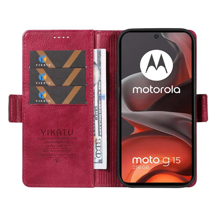 For Motorola Moto G15 4G Case YIKATU YK-007 Litchi Texture PU Leather Wallet Phone Cover