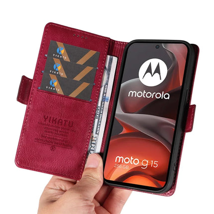 For Motorola Moto G15 4G Case YIKATU YK-007 Litchi Texture PU Leather Wallet Phone Cover