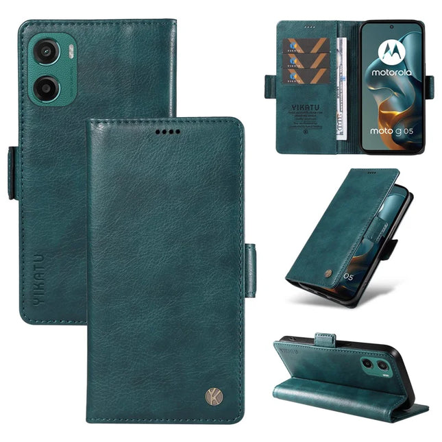 For Motorola Moto G05 4G Case YIKATU YK-007 Litchi Texture PU Leather Wallet Phone Cover - Blue