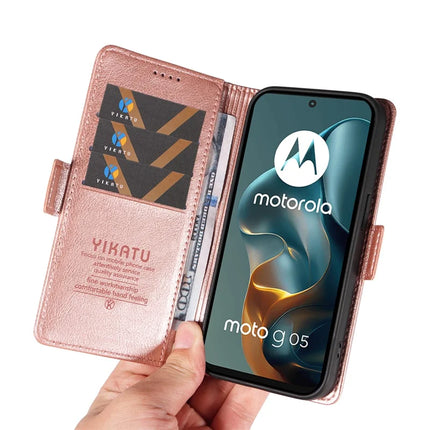 For Motorola Moto G05 4G Case YIKATU YK-007 Litchi Texture PU Leather Wallet Phone Cover