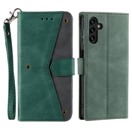 For Samsung Galaxy A26 5G Leather Case Wallet Phone Cover Splicing Stitching - Green