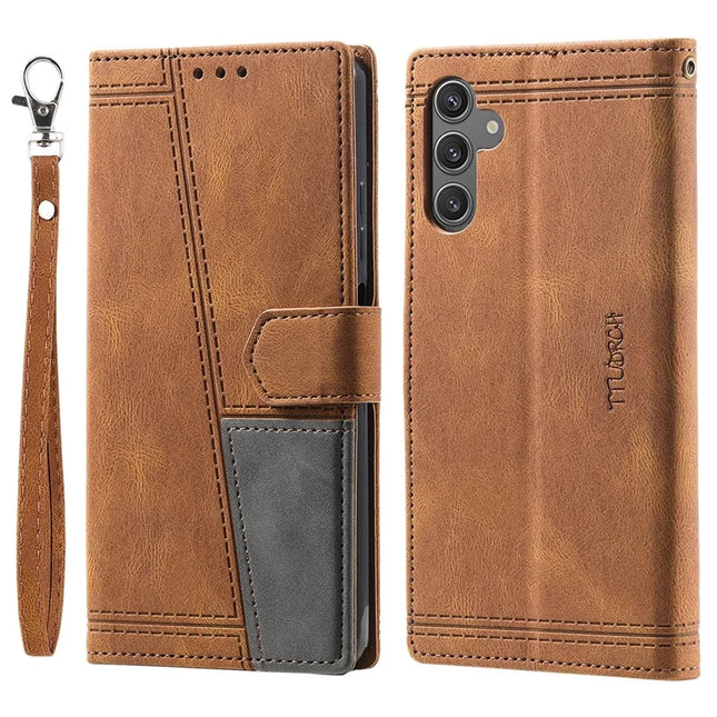 TTUDRCH Style 004 For Samsung Galaxy A26 5G Leather Case RFID Blocking Wallet Stand Phone Cover with Strap - Brown