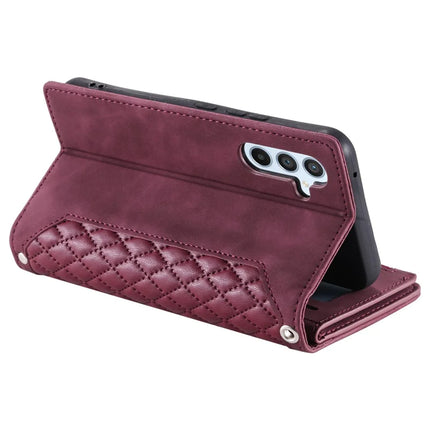 Style 005 For Samsung Galaxy A26 5G Wallet Case Rhombus Stitching Line PU Leather Phone Cover