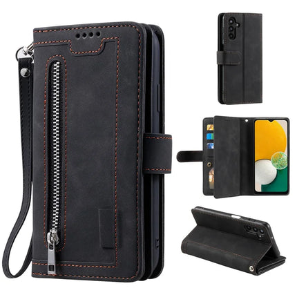 For Samsung Galaxy A26 5G Case PU Leather Phone Cover with Zipper Wallet 9 Card Slots - Black