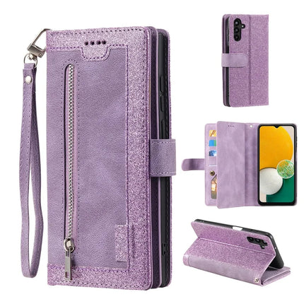 For Samsung Galaxy A26 5G Case PU Leather Phone Cover with Zipper Wallet 9 Card Slots - Purple