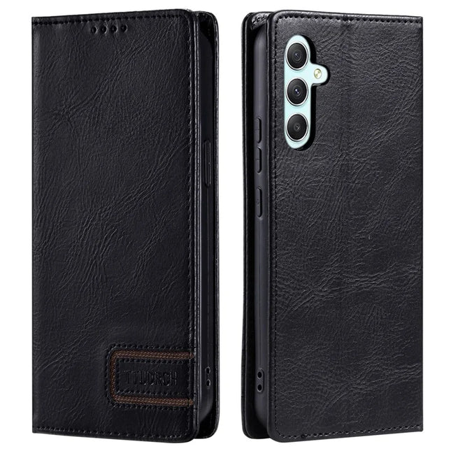 TTUDRCH Style 007 For Samsung Galaxy A26 5G Leather Case RFID Blocking Wallet Stand Phone Cover - Black