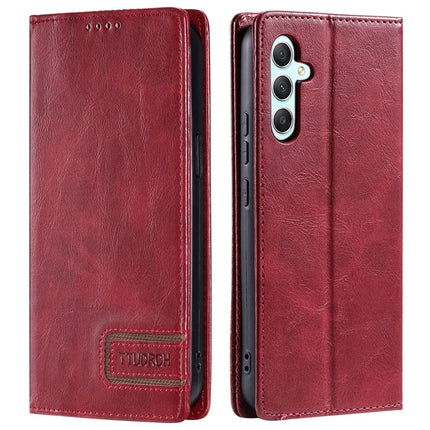 TTUDRCH Style 007 For Samsung Galaxy A26 5G Leather Case RFID Blocking Wallet Stand Phone Cover - Wine Red