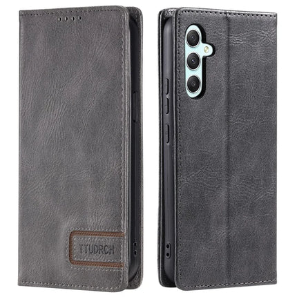 TTUDRCH Style 007 For Samsung Galaxy A26 5G Leather Case RFID Blocking Wallet Stand Phone Cover - Grey