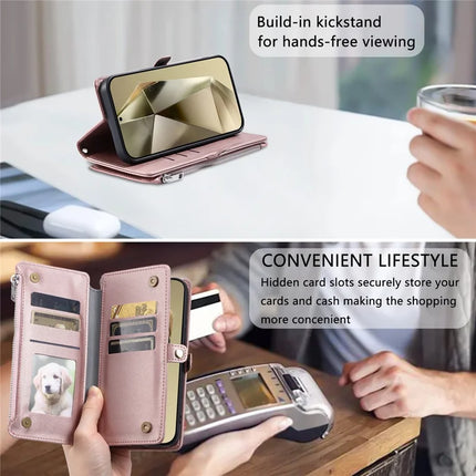 For Samsung Galaxy A26 5G Case TPU + PU Leather Wallet Phone Cover with Wrist Strap