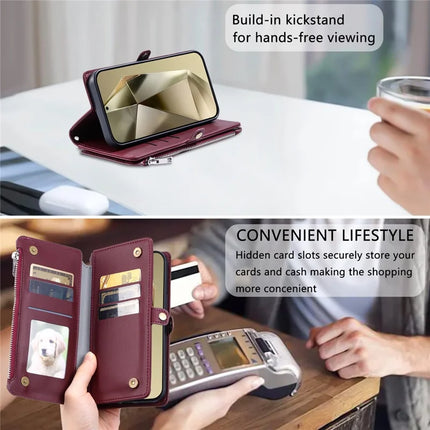 For Samsung Galaxy A26 5G Case TPU + PU Leather Wallet Phone Cover with Wrist Strap