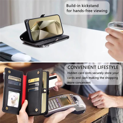 For Samsung Galaxy A26 5G Case TPU + PU Leather Wallet Phone Cover with Wrist Strap