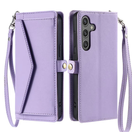 For Samsung Galaxy A26 5G Leather Case with Wrist Strap Wallet Stand Phone Cover - Purple