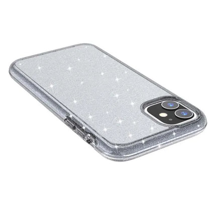 For iPhone 11 Case Anti-Scratch PC + TPU Sparkly Glitter Phone Cover