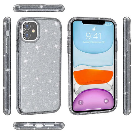 For iPhone 11 Case Anti-Scratch PC + TPU Sparkly Glitter Phone Cover
