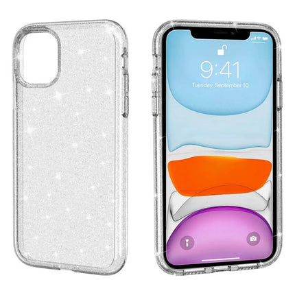 For iPhone 11 Case Anti-Scratch PC + TPU Sparkly Glitter Phone Cover