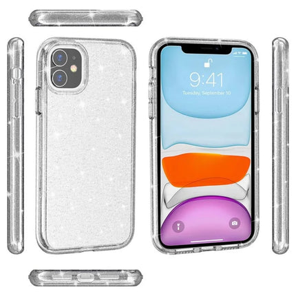 For iPhone 11 Case Anti-Scratch PC + TPU Sparkly Glitter Phone Cover