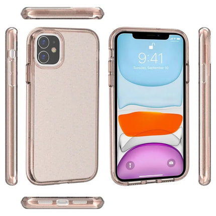 For iPhone 11 Case Anti-Scratch PC + TPU Sparkly Glitter Phone Cover