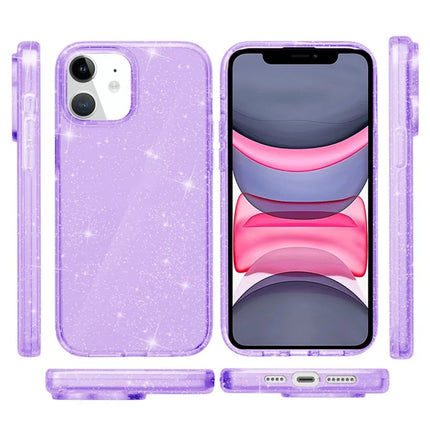 For iPhone 11 Case Sparkly Powder Glitter Shiny Soft TPU + Hard PC Back Cover