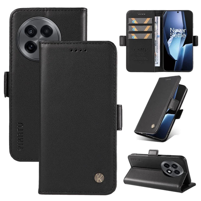 For OnePlus Ace 5G Wallet Phone Case YIKATU YK-003 Leather Stand Cover -  Black