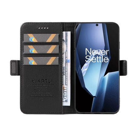 For OnePlus Ace 5G Wallet Phone Case YIKATU YK-003 Leather Stand Cover -  Black
