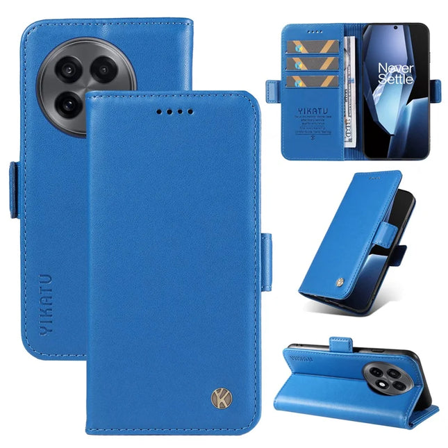 For OnePlus Ace 5G Wallet Phone Case YIKATU YK-003 Leather Stand Cover - Sky Blue