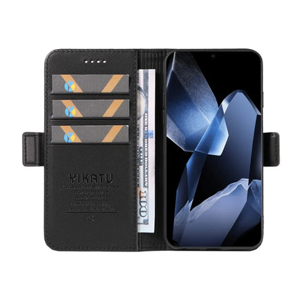 For OnePlus 13 Wallet Phone Case YIKATU YK-003 Leather Stand Cover -  Black