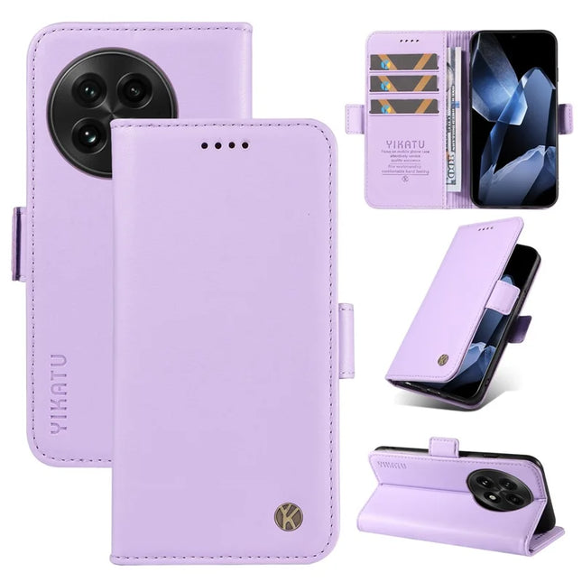 For OnePlus 13 Wallet Phone Case YIKATU YK-003 Leather Stand Cover -  Light Purple