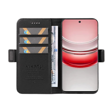 For Realme C75 Wallet Phone Case YIKATU YK-003 Leather Stand Cover -  Black