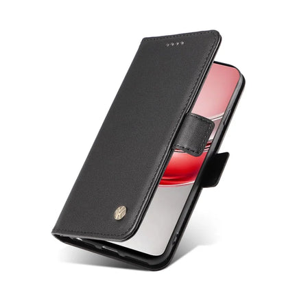 For Realme C75 Wallet Phone Case YIKATU YK-003 Leather Stand Cover -  Black